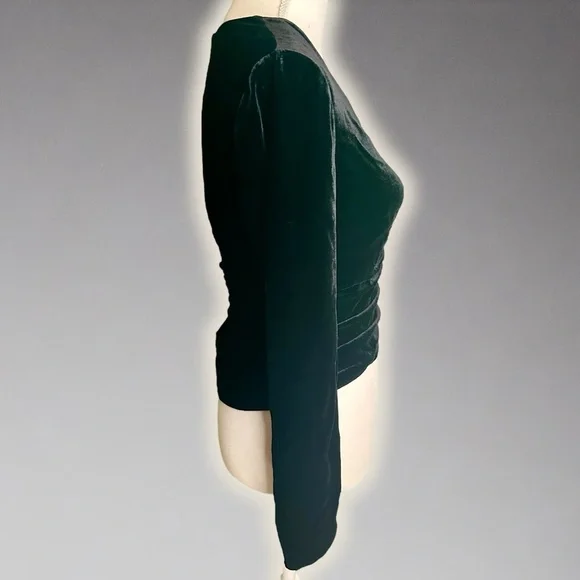 NWT Veronica Beard Black ‘Pelona’ Velvet Ruched Long Sleeve Top Size 2 - Picture 15 of 16